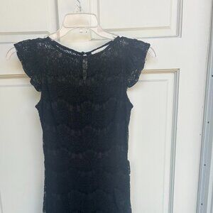 black ruffle mini dress